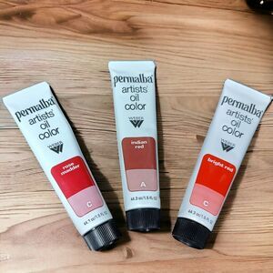 Rare Vintage Unused Weber Permalba Oil Color Bright Red Indian Red + Rose Madder